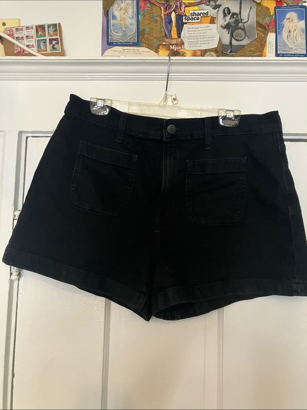 Madewell Black High-Rise Jean Shorts with Front Patch Pockets